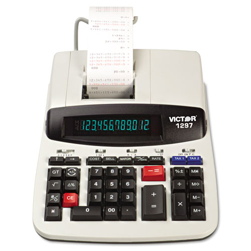 1297 Two-Color Commercial Printing Calculator, Black/red Print, 4 Lines/sec