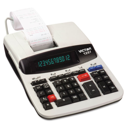 Image of Victor® 1297 Two-Color Commercial Printing Calculator, Black/Red Print, 4.5 Lines/Sec