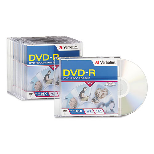 Verbatim - dvd-r discs, 4.7gb, 16x, w/slim jewel cases, 10/pack, sold as 1 pk