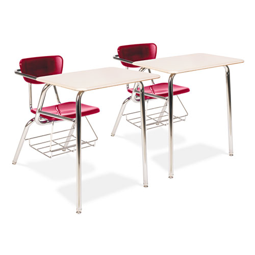 Virco 3400 Series Chair Desk, 223/4w x 353/4d x 291/4h, Sandstone/Red, 2/Carton National