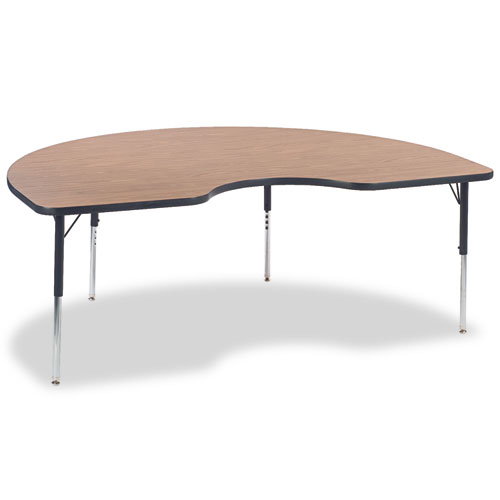 Virco® 4000 Series Kidney Shaped Activity Table, 72w x 48d x 30h, Fusion Maple/Chrome