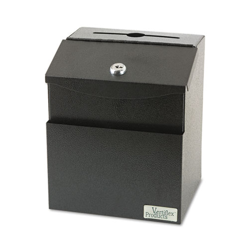 Image of Steel Suggestion Box with Locking Top, 7 x 6 x 8.5, Black