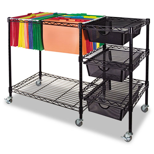 Vertiflex® Mobile File Cart w/Drawers, 38w x 15 1/2d x 28h, Black