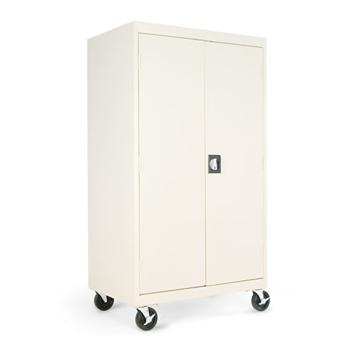 Image of Assembled Mobile Storage Cabinet, with Adjustable Shelves 36w x 24d x 66h, Putty