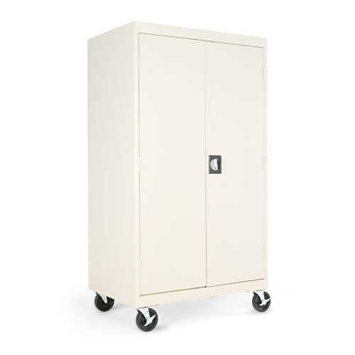 ASSEMBLED MOBILE STORAGE CABINET, W/ADJUSTABLE SHELVES 36W X 24D X 66H, PUTTY