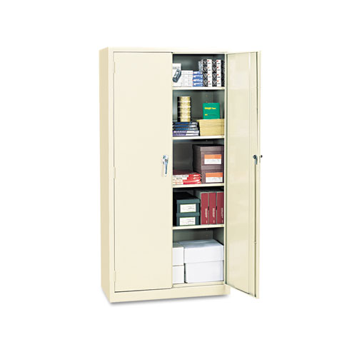 Image of Assembled 72" High Heavy-Duty Welded Storage Cabinet, Four Adjustable Shelves, 36w x 18d, Putty
