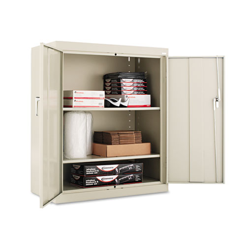 Image of Assembled 42" High Heavy-Duty Welded Storage Cabinet, Two Adjustable Shelves, 36w x 18d, Putty