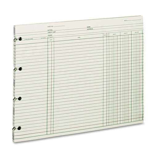 Accounting Sheets, 9.25 x 11.88, Green, Loose Sheet, 100/Pack
