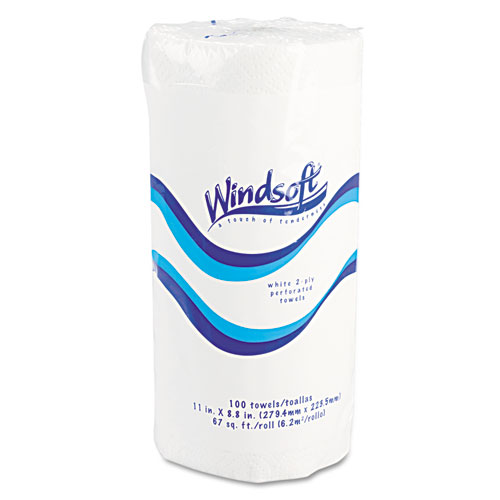 Windsoft® Kitchen Roll Towels, 2 Ply, 11 x 8.5, White, 85/Roll, 30 Rolls/Carton