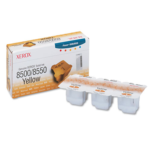 Xerox - 108r00671 solid ink stick, 1,033 page-yield, 3/box, yellow, sold as 1 bx