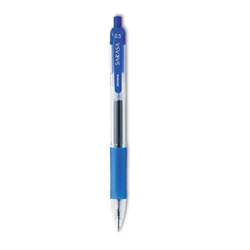Zebra® Sarasa Dry Gel X20 Gel Pen, Retractable, Fine 0.5 Mm, Blue Ink, Translucent Blue Barrel, 12/Pack