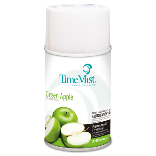 Premium Metered Air Freshener Refill, Green Apple, 5.3 oz Aerosol, 12/Carton