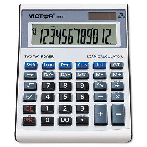 6500 Executive Desktop Loan Calculator, 12-Digit LCD | by Plexsupply