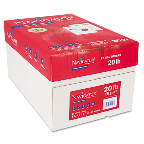 Image of Premium Multipurpose Copy Paper, 97 Bright, 20 lb, 8.5 x 11, White, 500 Sheets/Ream, 10 Reams/Carton