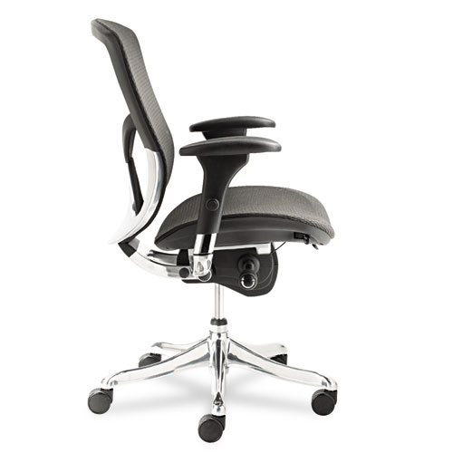 Image of Alera® Eq Series Ergonomic Multifunction Mid-Back Mesh Chair, Supports Up To 250 Lb, Black Seat/Back, Aluminum Base