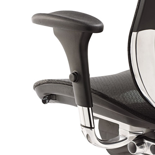 Image of Alera EQ Series Ergonomic Multifunction Mid-Back Mesh Chair, Supports Up to 250 lb, Black Seat/Back, Aluminum Base