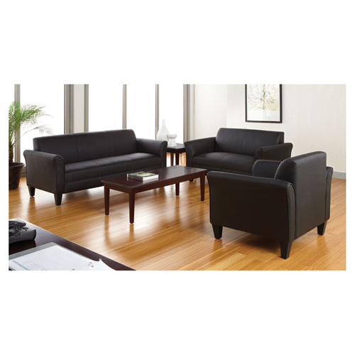 Image of Alera® Reception Lounge Sofa Series Club Chair, 35.43" X 30.7" X 32.28", Black Seat, Black Back, Black Base