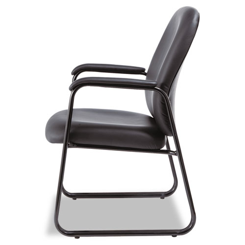 Image of Alera® Genaro Bonded Leather High-Back Guest Chair, 24.60" X 24.80" X 36.61", Black Seat, Black Back, Black Base