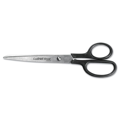 Image of Straight Contract Scissors, 8" Long, 3" Cut Length, Black Straight Handle
