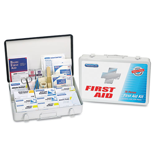Office/Warehouse First Aid Station for up to 75 People, Metal, 419 Pieces, Metal Case