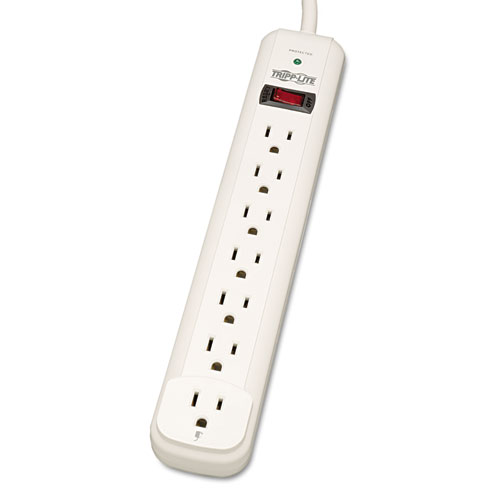 Protect It! Surge Protector, 7 Outlets, 25 ft. Cord, 1080 Joules, Light Gray | by Plexsupply
