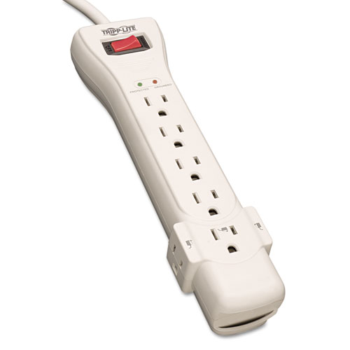 Protect It! Surge Protector, 7 Outlets, 7 ft. Cord, 2160 Joules, Light Gray | by Plexsupply