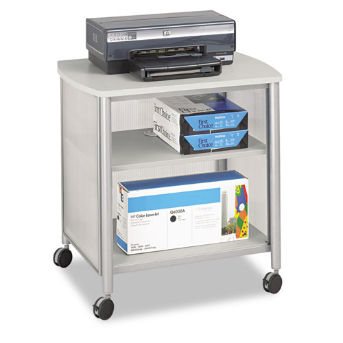 Safco® Impromptu Deskside Machine Stand, Metal, 3 Shelves, 100 Lb Capacity, 26.25" X 21" X 26.5", Gray