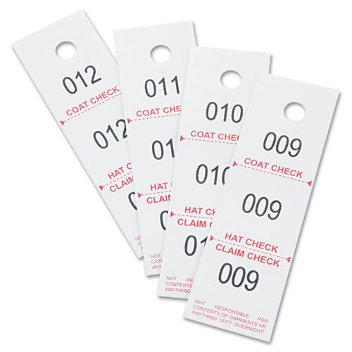 Safco® Three-Part Coat Room Checks, Paper, 1.5 X 5, White, 500/Pack