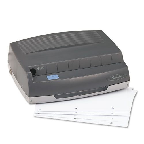 Image of Swingline® 50-Sheet 350Md Electric Three-Hole Punch, 9/32" Holes, Gray