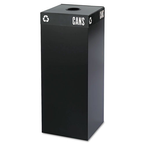 Image of Public Square Recycling Receptacles, Can Recycling, 37 gal, Steel, Black