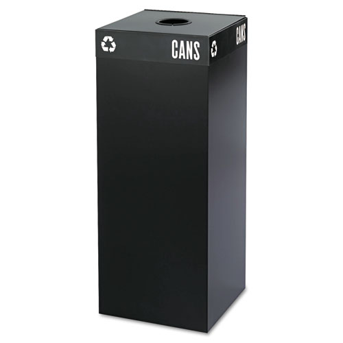 Public Square Recycling Receptacles, Can Recycling, 37 gal, Steel, Black