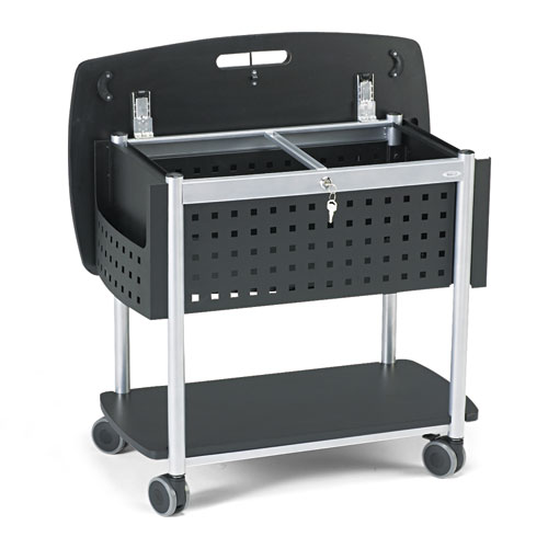 Image of Safco® Scoot Mobile File, Metal, 2 Shelves, 2 Bins, 29.75" X 18.75" X 27", Black/Silver