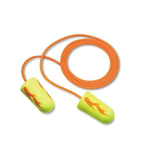 Image of 3M™ E-A-Rsoft Blasts Earplugs, Corded, Foam, Yellow Neon, 200 Pairs/Box
