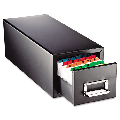 Index Card File, Holds 500 4 x 6 Cards, 6.56 x 4.13 x 4.78, Steel, Black -  Cartridge Savers