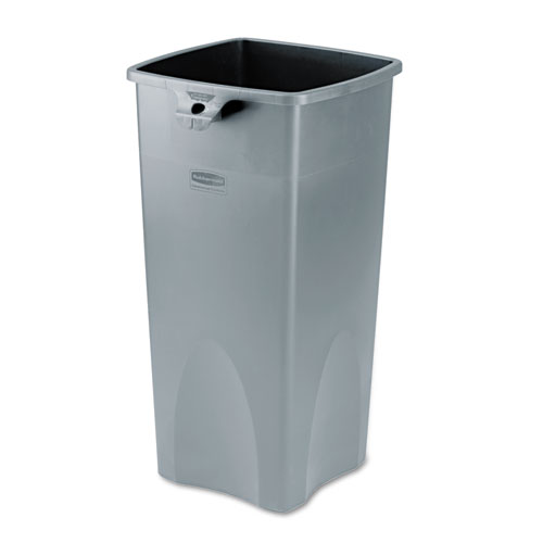 Untouchable Square Waste Receptacle, Plastic, 23 gal, Gray