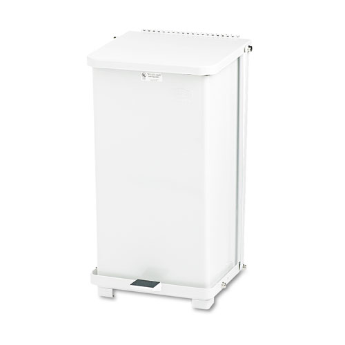 Image of Defenders Biohazard Step Can, Square, Steel, 6.5 gal, White