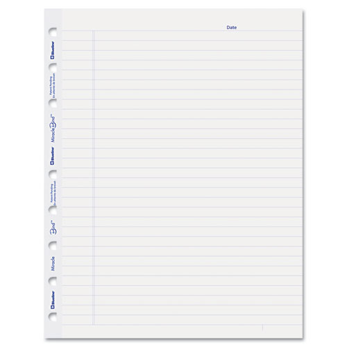 Image of MiracleBind Ruled Paper Refill Sheets for all MiracleBind Notebooks and Planners, 9.25 x 7.25, White/Blue Sheets, Undated