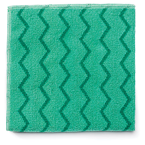 Rubbermaid® Commercial Reusable Cleaning Cloths, Microfiber, 16 x 16, Green, 12/Carton