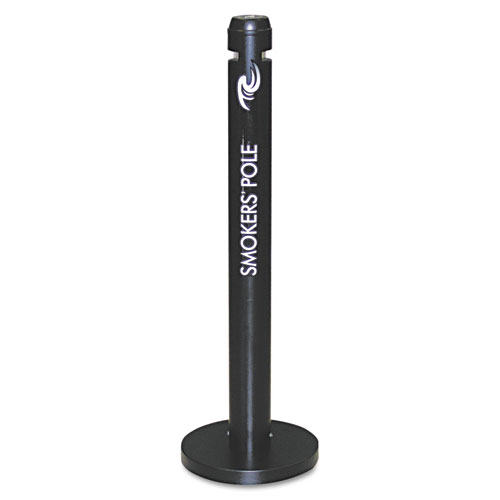 Rubbermaid® Commercial Smoker's Pole, Round, Steel, 0.9 gal, 4 dia x 41h, Black