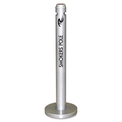 Rubbermaid® Commercial Smoker's Pole, Round, Steel, 0.9 gal, Silver