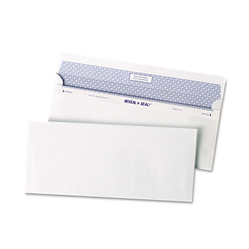 REVEAL-N-SEAL ENVELOPE, #10, COMMERCIAL FLAP, SELF-ADHESIVE CLOSURE, 4.13 X 9.5, WHITE, 500/BOX