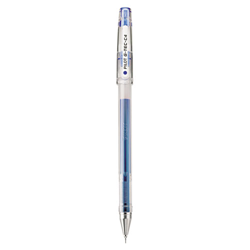 G-TEC-C Ultra Stick Gel Pen, Ultra-Fine 0.4mm, Blue Ink, Clear Barrel, Dozen | by Plexsupply