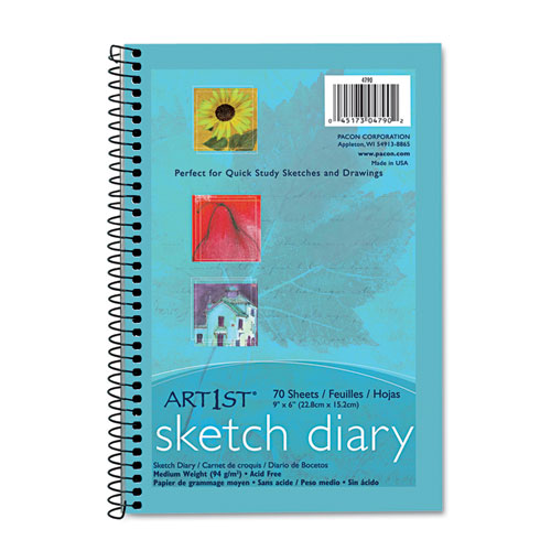 ART1ST SKETCH DIARY, UNRULED, 9 X 6, WHITE, 70 SHEETS
