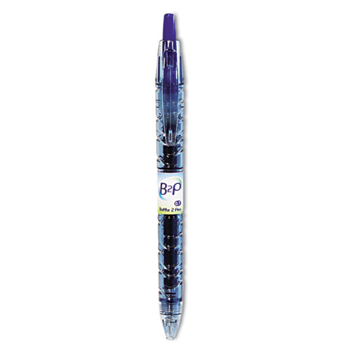 B2P Bottle-2-Pen Recycled Retractable Gel Pen, 0.7mm, Blue Ink, Translucent Blue Barrel