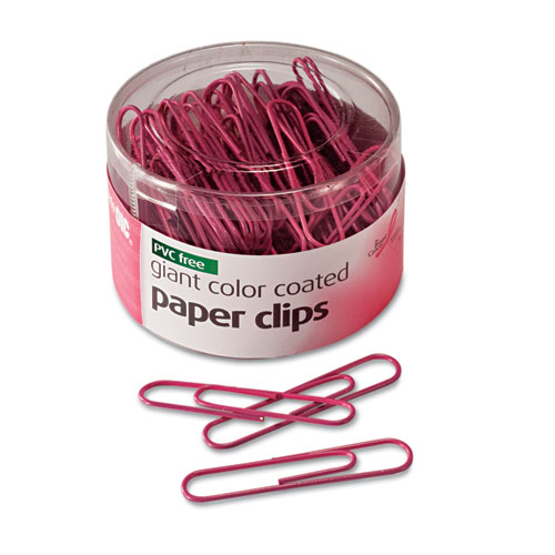 PINK COATED PAPER CLIPS, JUMBO, PINK, 80/PACK