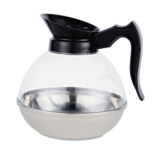 Coffee Pro Unbreakable Decaffeinated Coffee Decanter, 12-Cup, Stainless Steel/Polycarbonate