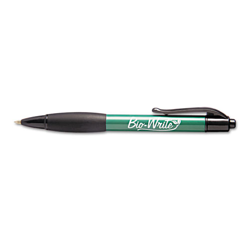 7520015789307 SKILCRAFT Bio-Write Ballpoint Pen, Retractable, Medium 1 mm, Black Ink, Green Barrel, Dozen
