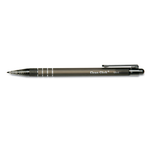 7520014220314 SKILCRAFT Clean Click Ballpoint Pen, Retractable, Medium 1 mm, Black Ink, Black Barrel, Dozen