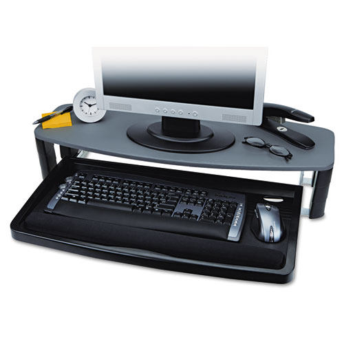 Image of Over/Under Keyboard Drawer with SmartFit System, 14.5w x 23d, Black