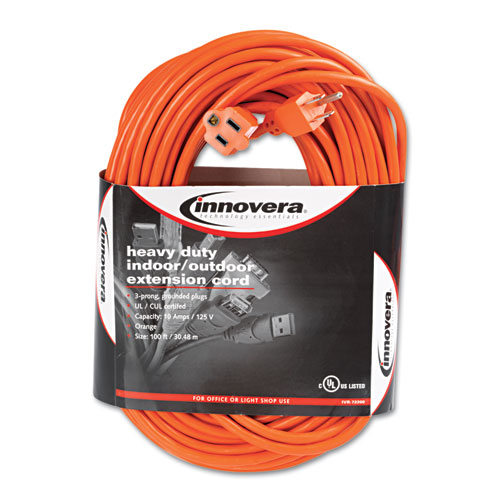 Indoor/Outdoor Extension Cord, 100ft, Orange